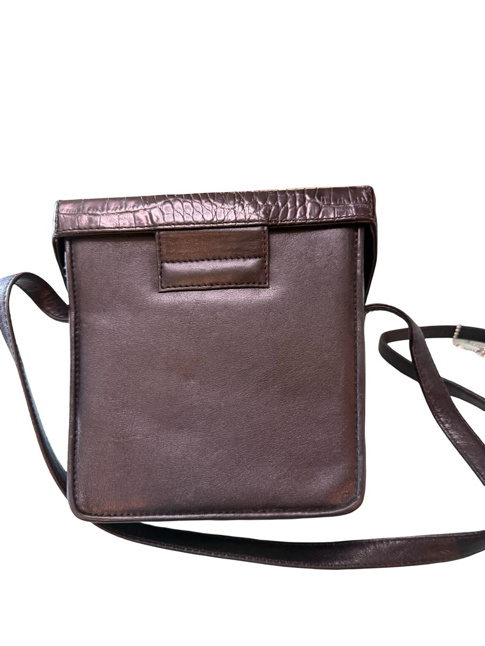 Brighton Brown Croc-Embossed Leather Crossbody with Decorative Metal Accent - Picture 2 of 9